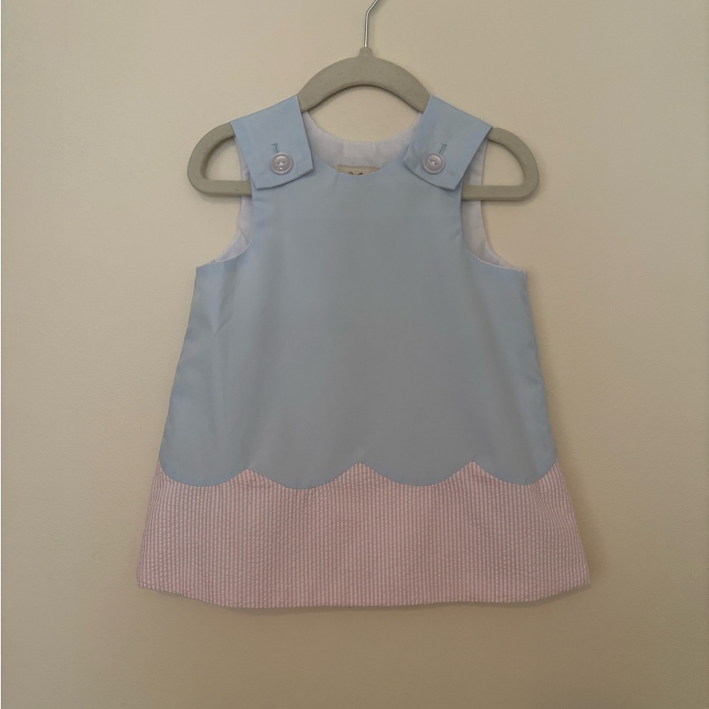 The Beaufort Bonnet Company Light Blue Baby Dress with White Buttons
